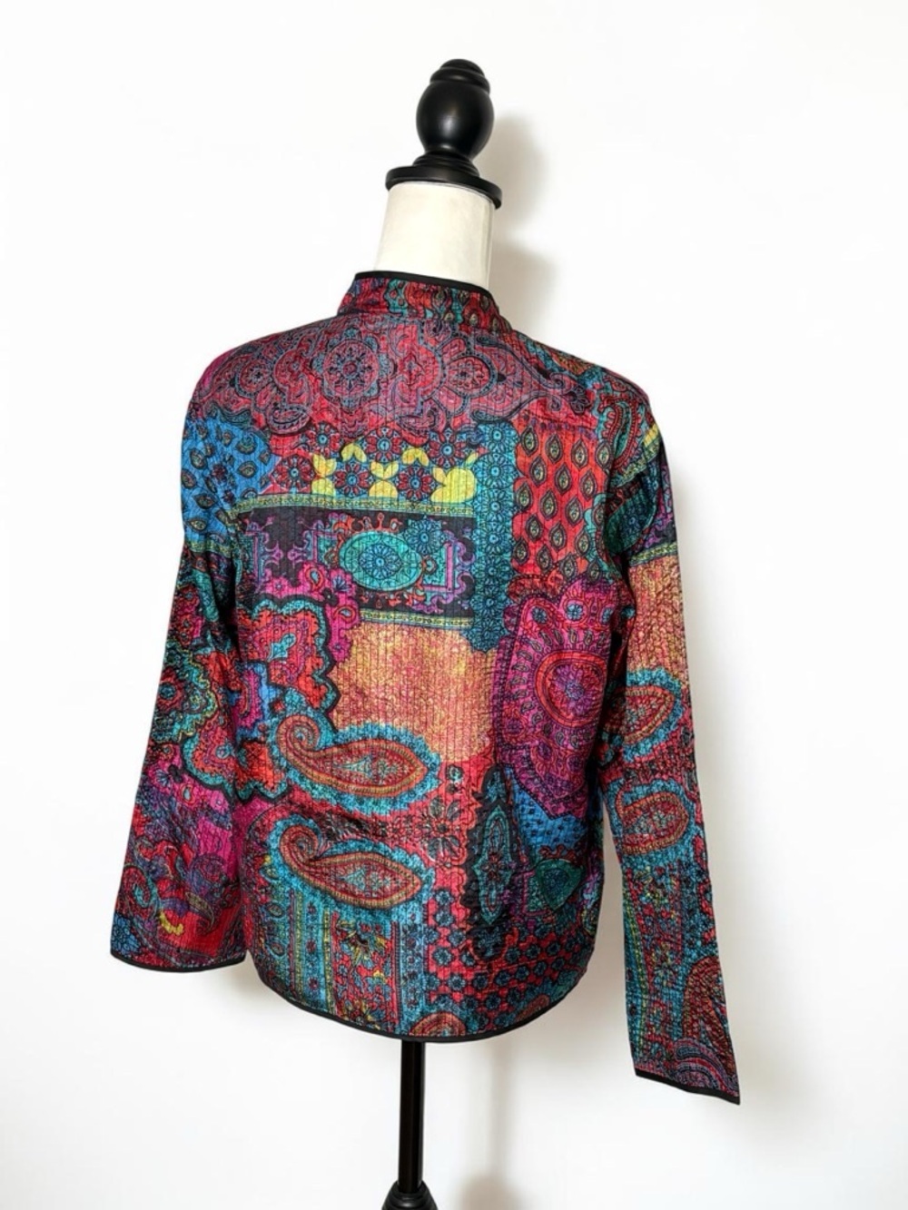 Chico's Vintage 100% Silk Paisley Art-to-Wear Open Front Jacket Size 1 (Medium) - Picture 4 of 9